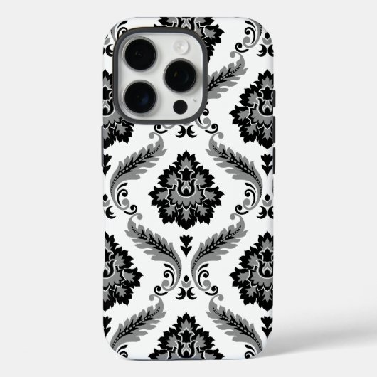 Rococo Damask Pattern Grey Black White Case-Mate iPhoneケース (裏面)