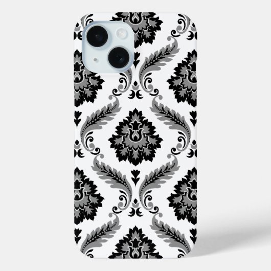 Rococo Damask Pattern Grey Black White Case-Mate iPhoneケース (裏面)