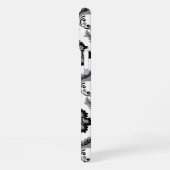 Rococo Damask Pattern Grey Black White iPhoneケース (左側面)