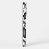 Rococo Damask Pattern Grey Black White iPhoneケース (右側面)