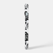 Rococo Damask Pattern Grey Black White iPhone 15ケース (左側面)