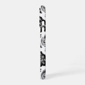 Rococo Damask Pattern Grey Black White iPhone 16ケース (左側面)