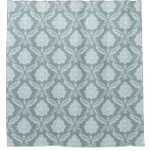 Rococo Damask Rpt Pattern Duck Egg Blue+Teal シャワーカーテン (正面)