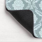Rococo Damask Rpt Pattern Duck Egg Blue+Teal マウスパッド (コーナー)