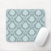 Rococo Damask Rpt Pattern Duck Egg Blue+Teal マウスパッド (マウス)