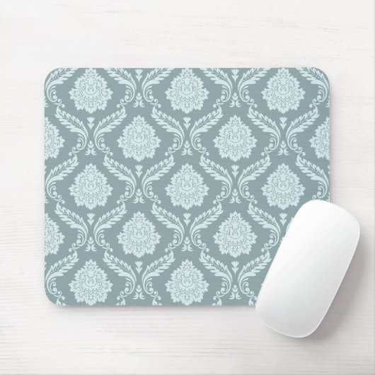 Rococo Damask Rpt Pattern Duck Egg Blue+Teal マウスパッド (マウス)