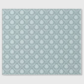 Rococo Damask Rpt Pattern Duck Egg Blue+Teal ラッピングペーパー (フラット)