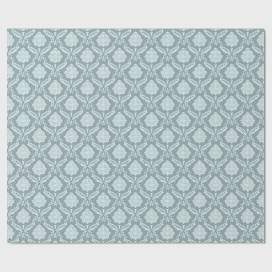 Rococo Damask Rpt Pattern Duck Egg Blue+Teal ラッピングペーパー (フラット)