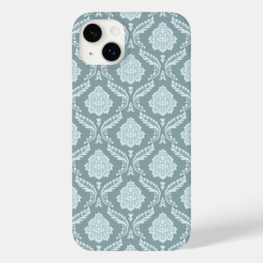 Rococo Damask Rpt Pattern Duck Egg Blue+Teal Case-Mate iPhoneケース (裏面)