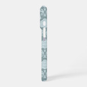 Rococo Damask Rpt Pattern Duck Egg Blue+Teal iPhoneケース (左側面)