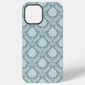 Rococo Damask Rpt Pattern Duck Egg Blue+Teal iPhoneケース (裏面)