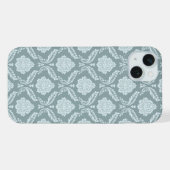 Rococo Damask Rpt Pattern Duck Egg Blue+Teal iPhoneケース (裏面横)