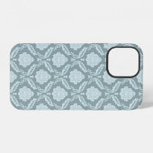 Rococo Damask Rpt Pattern Duck Egg Blue+Teal iPhoneケース (裏面横)