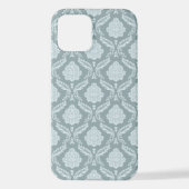 Rococo Damask Rpt Pattern Duck Egg Blue+Teal iPhoneケース (裏面)