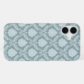 Rococo Damask Rpt Pattern Duck Egg Blue+Teal iPhoneケース (裏面横)
