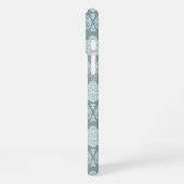 Rococo Damask Rpt Pattern Duck Egg Blue+Teal iPhoneケース (左側面)