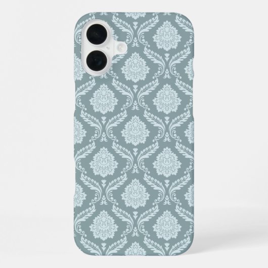 Rococo Damask Rpt Pattern Duck Egg Blue+Teal iPhoneケース (裏面)