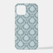 Rococo Damask Rpt Pattern Duck Egg Blue+Teal iPhoneケース (裏面)