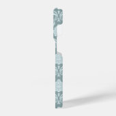 Rococo Damask Rpt Pattern Duck Egg Blue+Teal iPhoneケース (左側面)