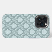 Rococo Damask Rpt Pattern Duck Egg Blue+Teal iPhoneケース (裏面横)