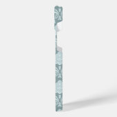 Rococo Damask Rpt Pattern Duck Egg Blue+Teal iPhoneケース (左側面)