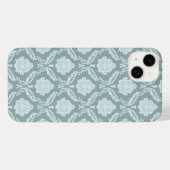 Rococo Damask Rpt Pattern Duck Egg Blue+Teal iPhoneケース (裏面横)
