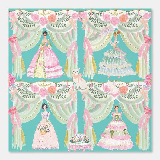 Rococo Drapery Ladies Pastel Marie Antoinette 壁紙 (正面)