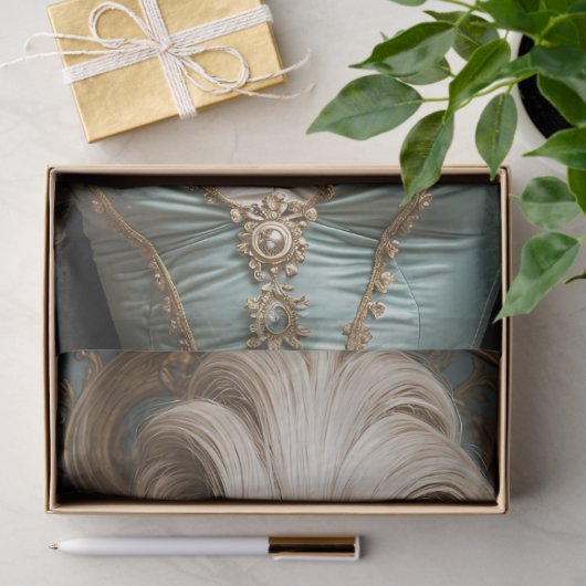 Rococo Duchess in Teal and Gold Decoupage Paper 薄葉紙 (ギフト)