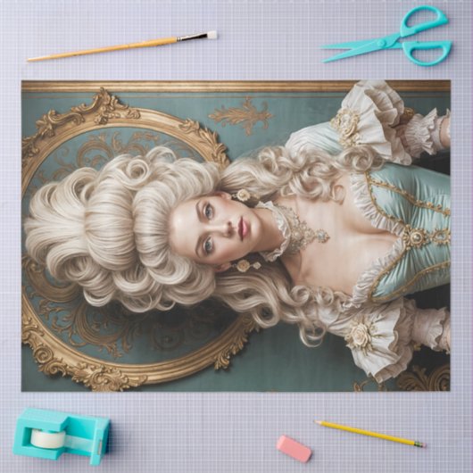 Rococo Duchess in Teal and Gold Decoupage Paper 薄葉紙 (クラフト)