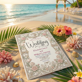 Rococo Fairytale Cherub Swan Garden Romance 招待状