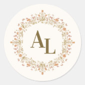 Rococo Floral Antique Frame Wedding ラウンドシール (正面)