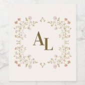 Rococo Floral Antique Frame Wedding ワインラベル (シングルラベル)