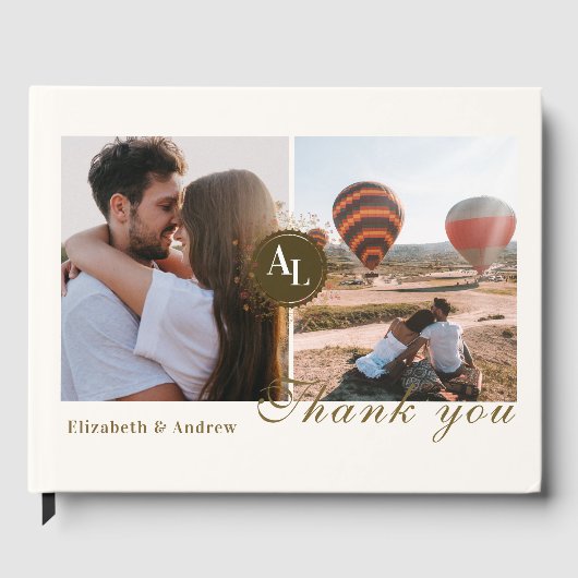 Rococo Floral Antique Frame Wedding Photo  ゲストブック (正面)