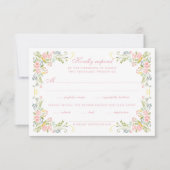 Rococo Floral Border Wedding 出欠カード (正面)