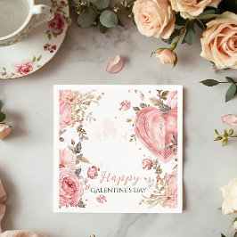 Rococo Floral Heart Galentine Brunch Garden Tea スタンダードカクテルナプキン