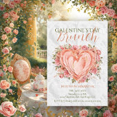 Rococo Floral Heart Galentine’s Brunch Garden 招待状