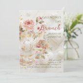 Rococo Floral Tea Galentine Brunch Soft Pastels 招待状 (スタンド正面)