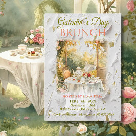 Rococo Garden Window Galentine Brunch Soft Florals 招待状