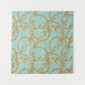 Rococo golden elements seamless pattern. Gold text タペストリー (正面(横))