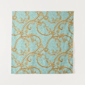 Rococo golden elements seamless pattern. Gold text タペストリー (正面)