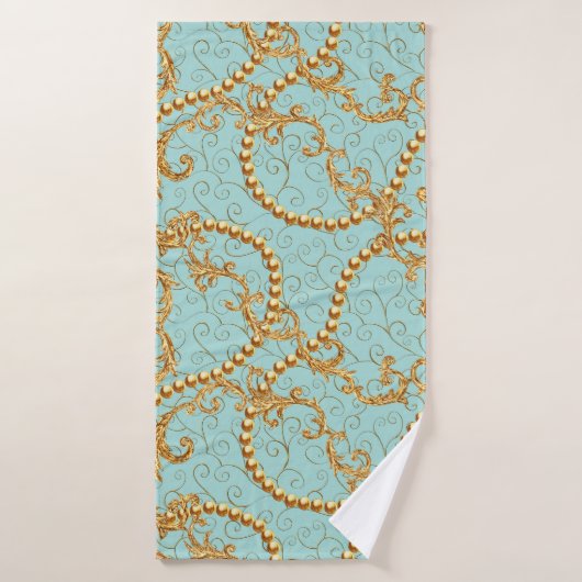Rococo golden elements seamless pattern. Gold text バスタオル (バスタオル)