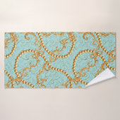 Rococo golden elements seamless pattern. Gold text バスタオル (バスタオル)
