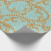 Rococo golden elements seamless pattern. Gold text ラッピングペーパー (角)