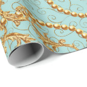 Rococo golden elements seamless pattern. Gold text ラッピングペーパー (ロールコーナー)