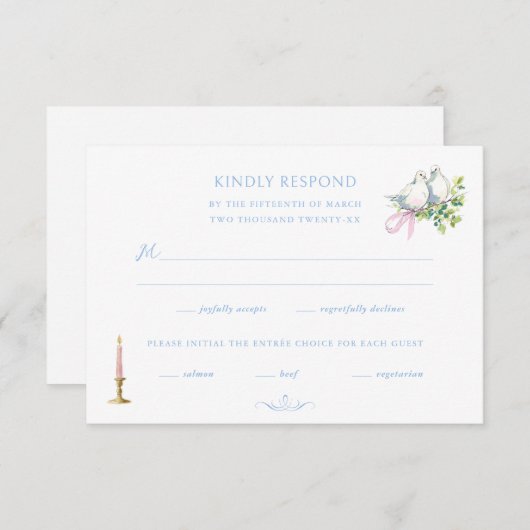 Rococo Hand Painted Wedding 出欠カード (正面/裏面)