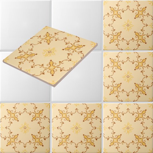 Rococo Inspired Foliate Scrolls Pattern タイル