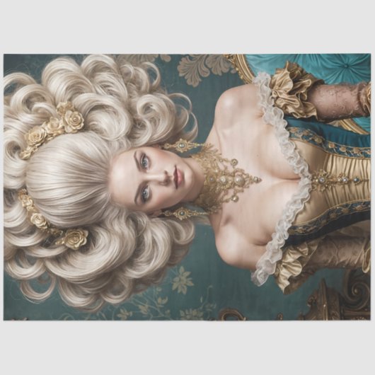 Rococo Queen Baroque Portrait Decoupage 薄葉紙 (正面)