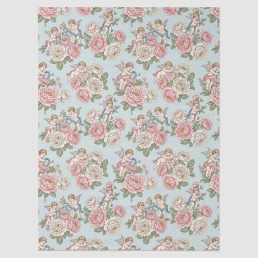 Rococo Revival Cherub Floral Toile  薄葉紙 (正面)