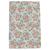 Rococo Revival Cherub Floral Toile Wrapping Paper ミディアムペーパーバッグ (正面)