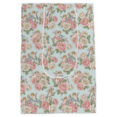 Rococo Revival Cherub Floral Toile Wrapping Paper ミディアムペーパーバッグ (裏面)